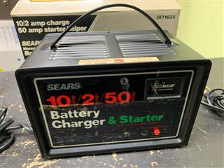 Vintage Sears Battery Charger 10/2/50 Amp 12 Volt Model 608.718351